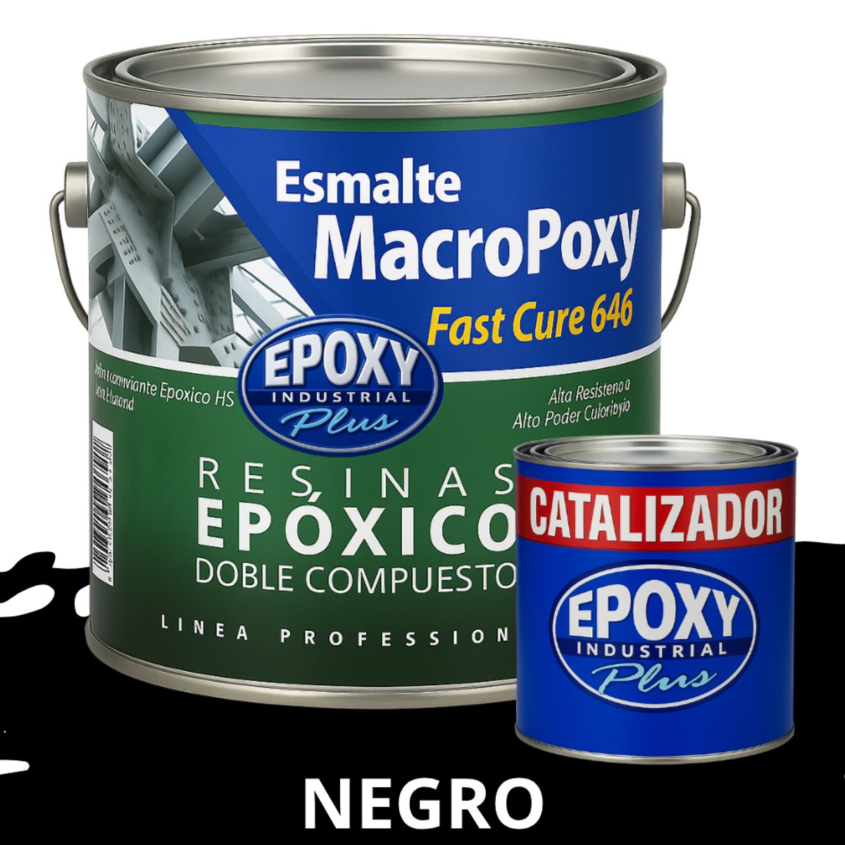 EPOXY - MACROPOXY  Pintura epoxica Multisuperficies 2K - KIT GALON NEGRO