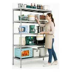 GENERICO - Estante Rack Cocina Acero Inoxidable Repisa 5 Pisos 175x91x40 Cm