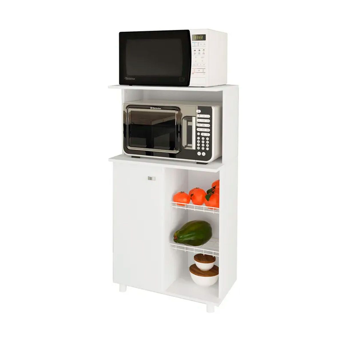 TECNOMOBILI - Mueble microondas con puerta y frutero Blanco Tecnomobili