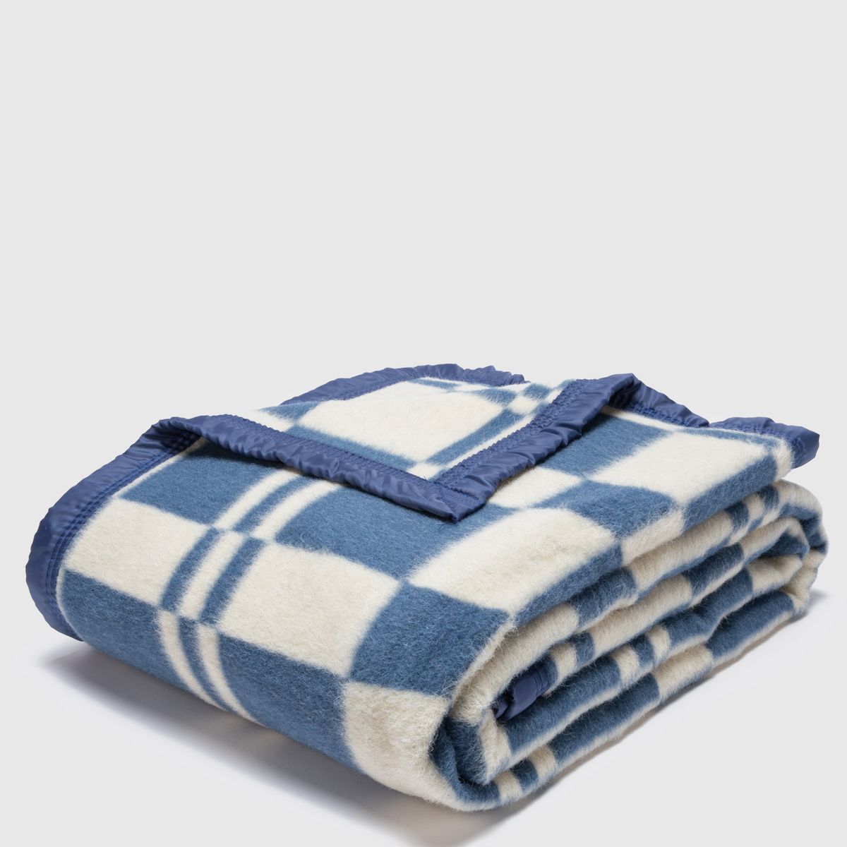 ZAHR - Frazada Lana Classic Escocesa Azul 50% Lana Super King