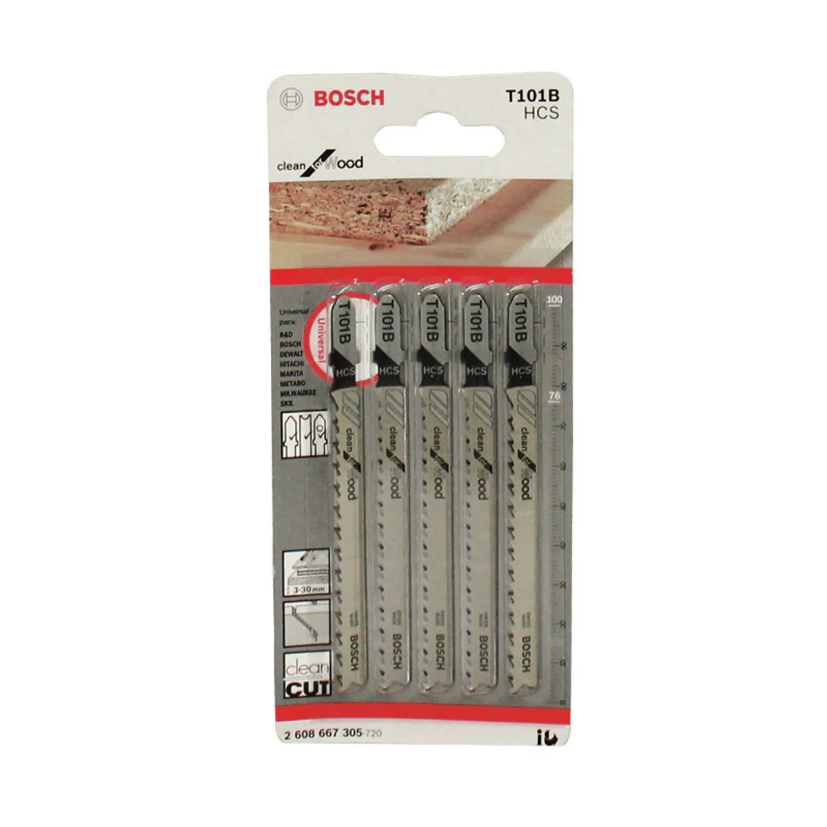 BOSCH - Set de hoja de Calar T101B Clean for wood Bosch 2608667305