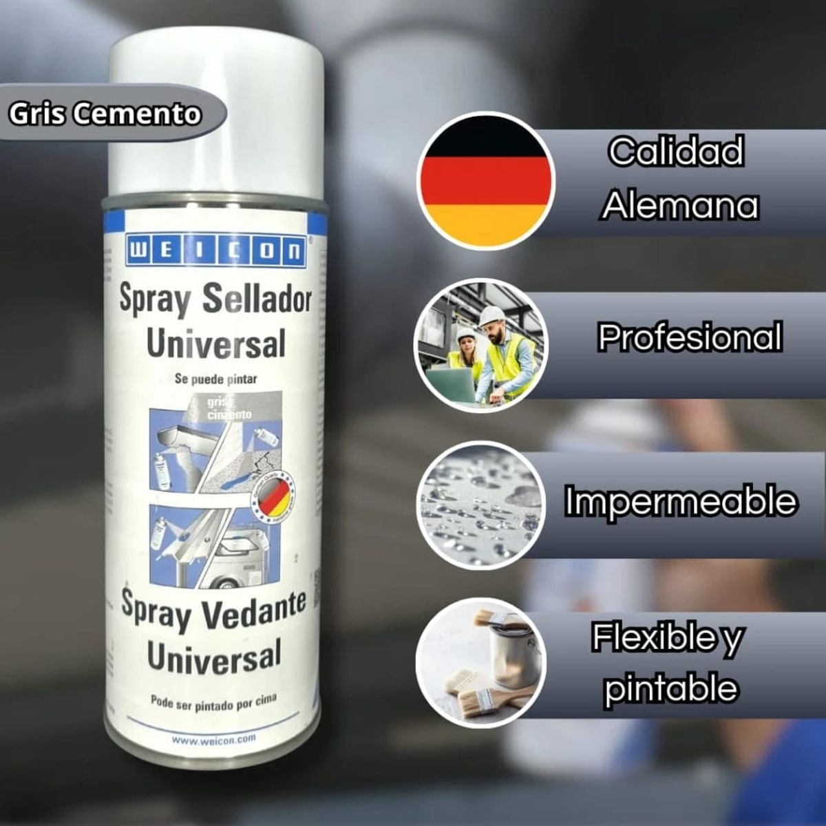 WEICON - Spray Sellador Membrana Impermeable 400 Ml Gris – Pintable y Flexible - Weicon