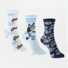 BLUEY - Tripack Calcetines Niño Blanco Logos