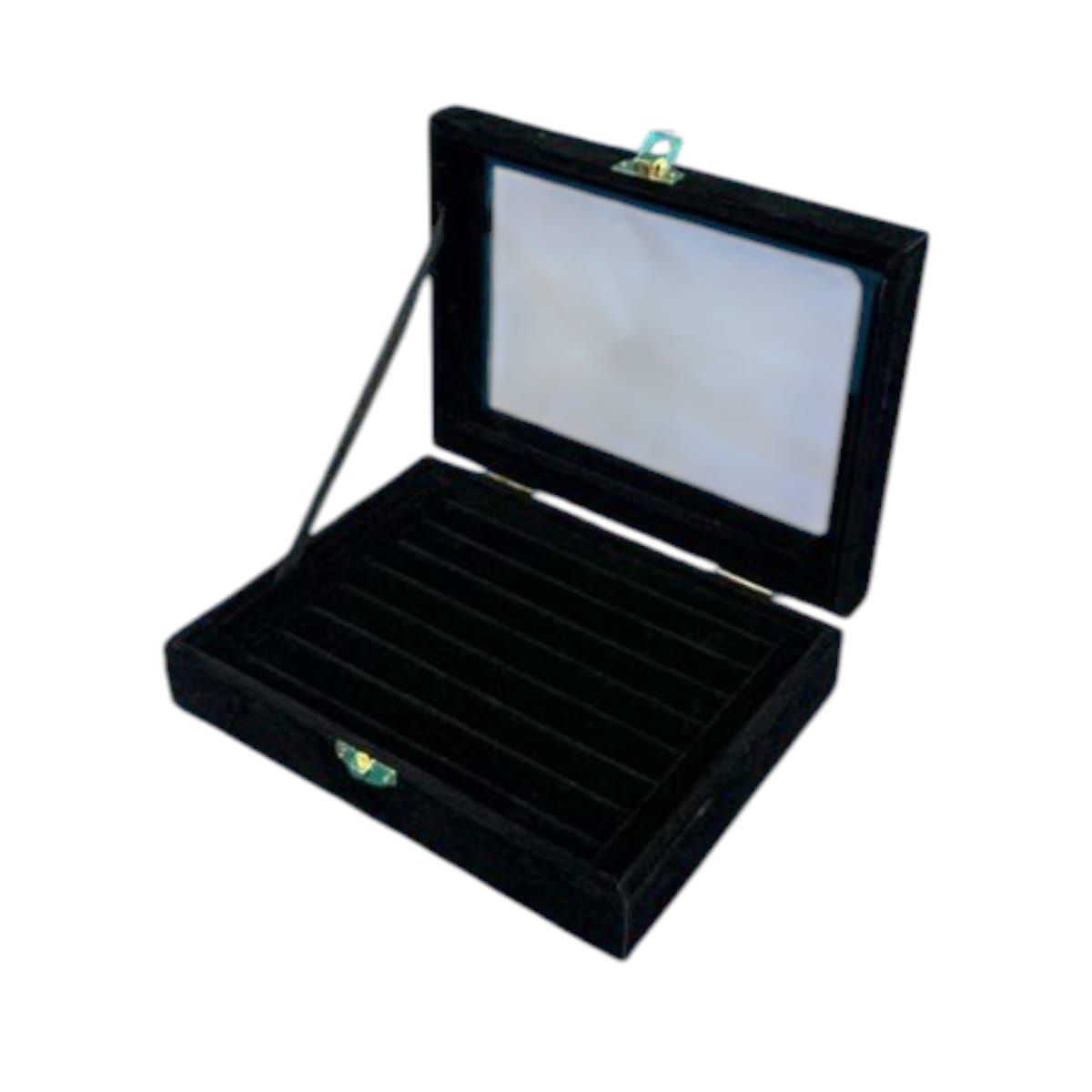 GENERICO - Caja Organizadora de Joyas Negra con Tapa de Vidrio 20cm Gms
