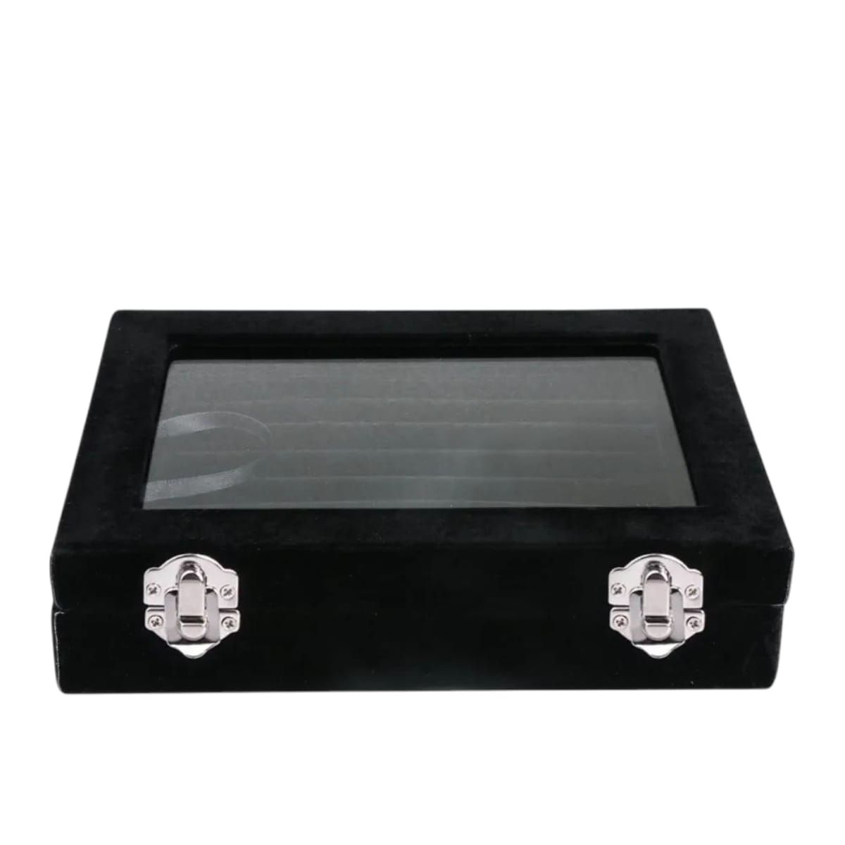 GENERICO - Caja Organizadora de Joyas Negra con Tapa de Vidrio 35cm Gms