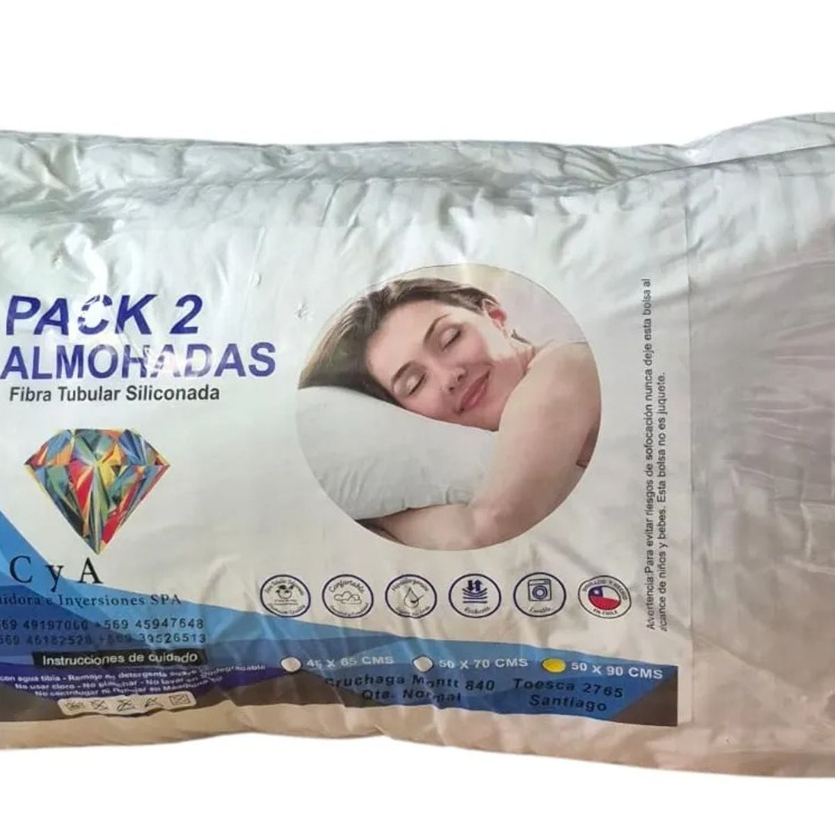 GENERICO - Pack 2 Almohadas Clásica Blanca 50x90 cm