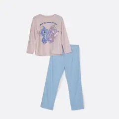 DISNEY - Pijama Manga Larga Niña Rosado Moon Lilo & Stitch