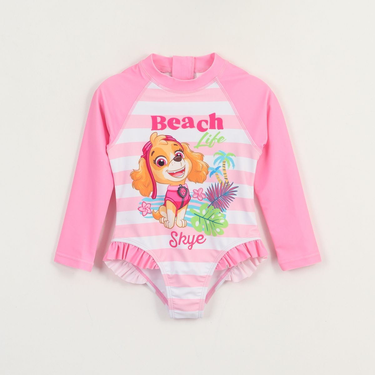 PAW PATROL - Traje de baño Niña Rosado Rayas Estampado Paw Patrol