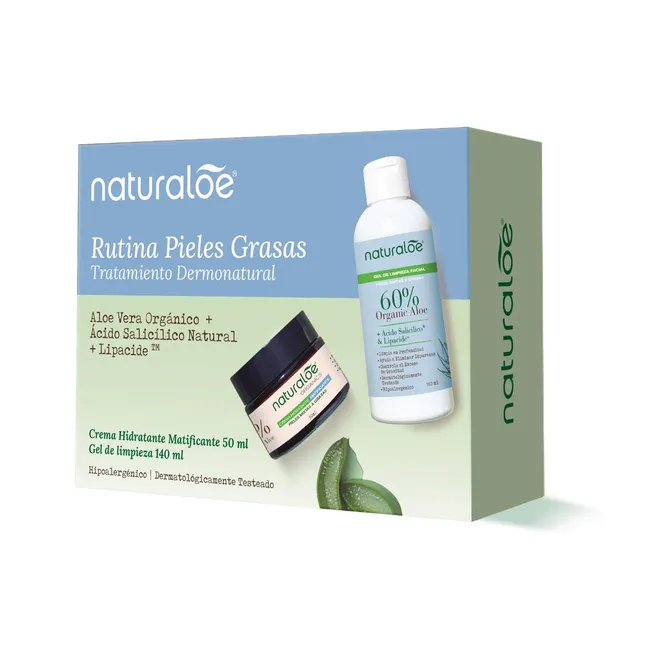 NATURALOE - Estuche Gel Limpieza Piel Mixta a Grasa + Crema Matificante