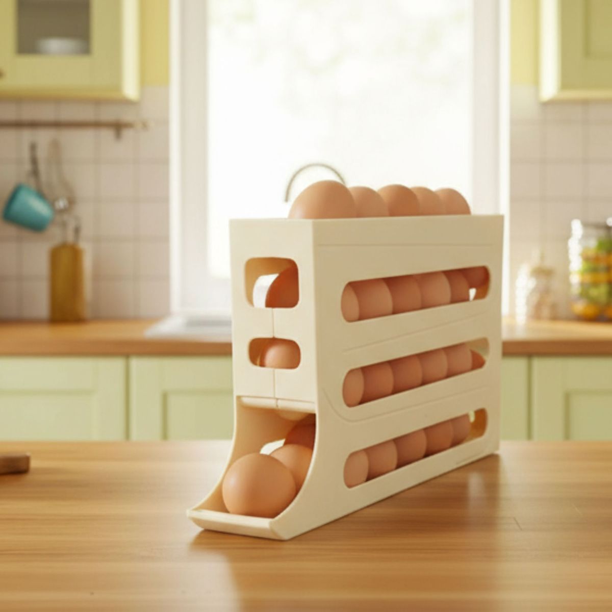 LINE - Organizador Dispensador De Huevos Para 30 Huevos Huevera 4 Niveles