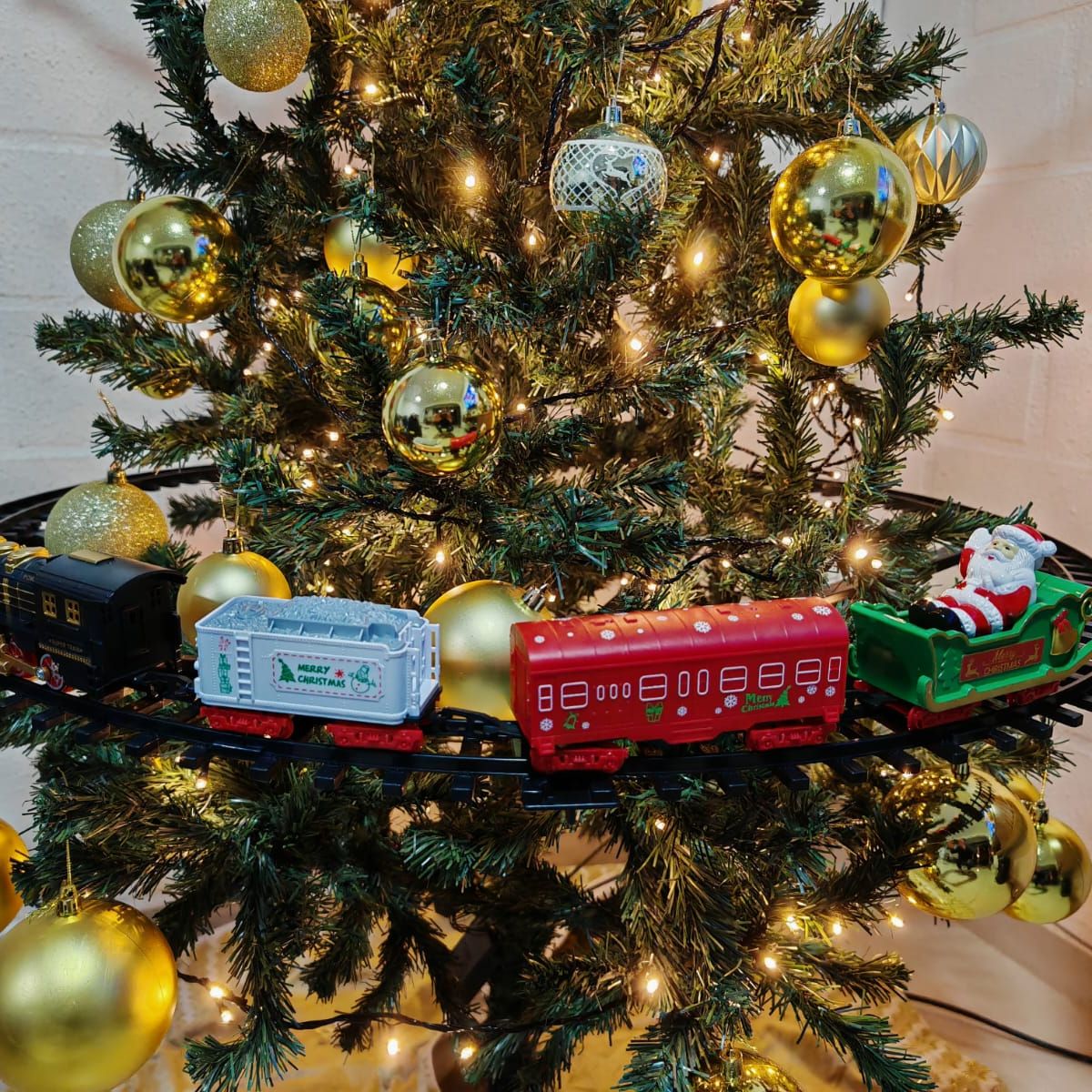 GENERICO - Tren eléctrico para colgar en arbol pista luces y musica navidad