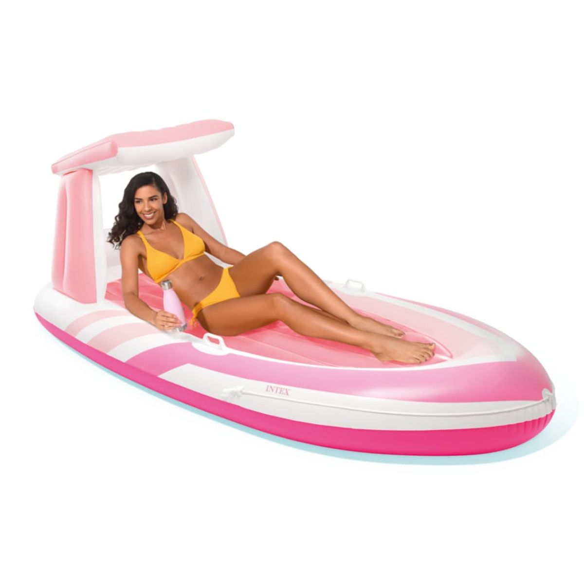 INTEX - Colchoneta Inflable INTEX Pink Paradise con Techo y Porta Bebidas