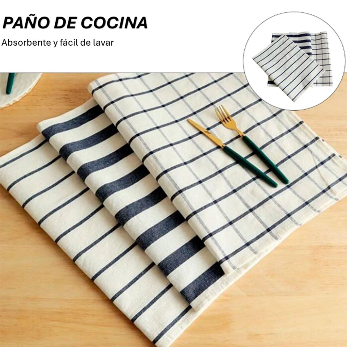 WAKESHOME - Paños De Cocina Toallas De Algodón Para Colgar Individuales - Cuadros