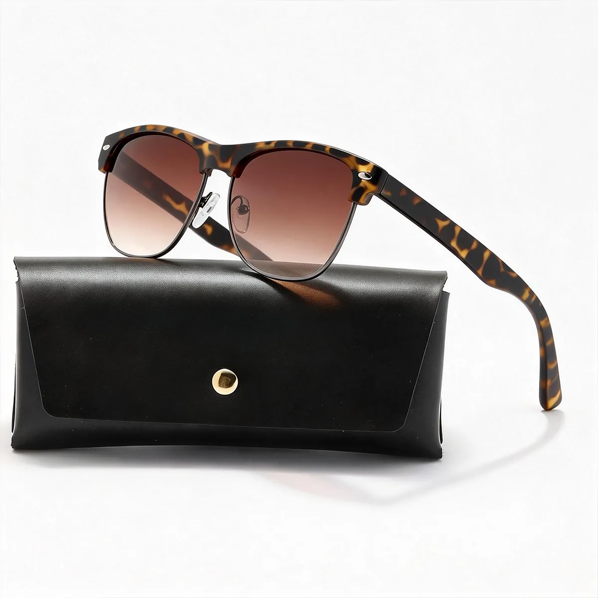 POLASUP - Polasup lentes Gafas de sol clásicas elegantes media montura de metal UV400 retro moda mujer hombre