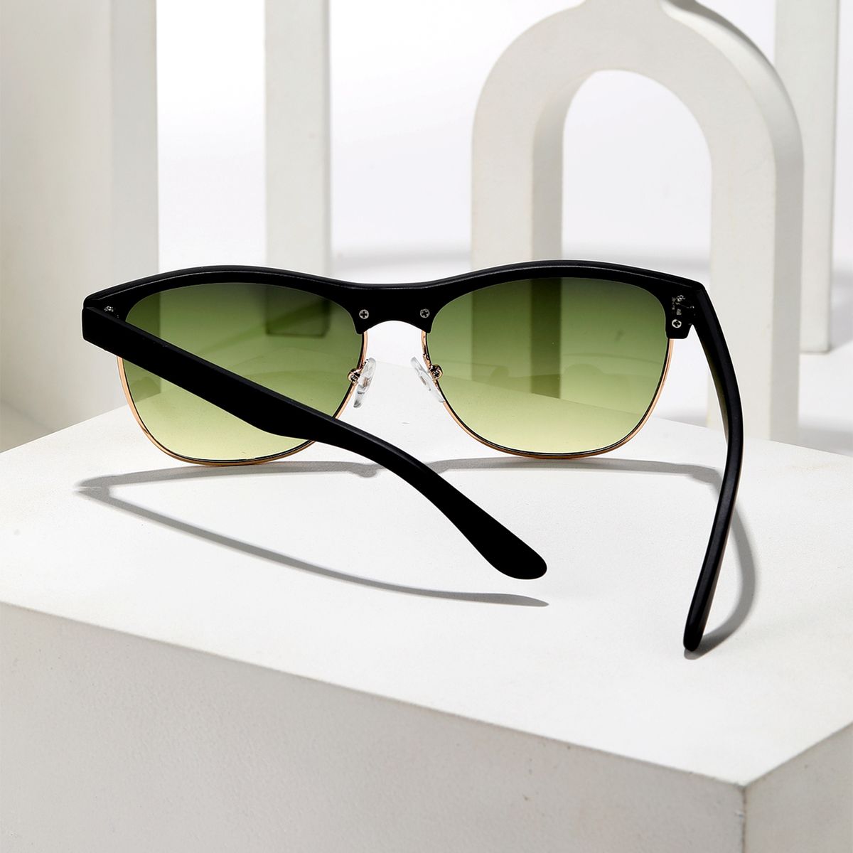 POLASUP - Polasup lentes Gafas de sol clásicas elegantes media montura de metal UV400 retro moda mujer hombre