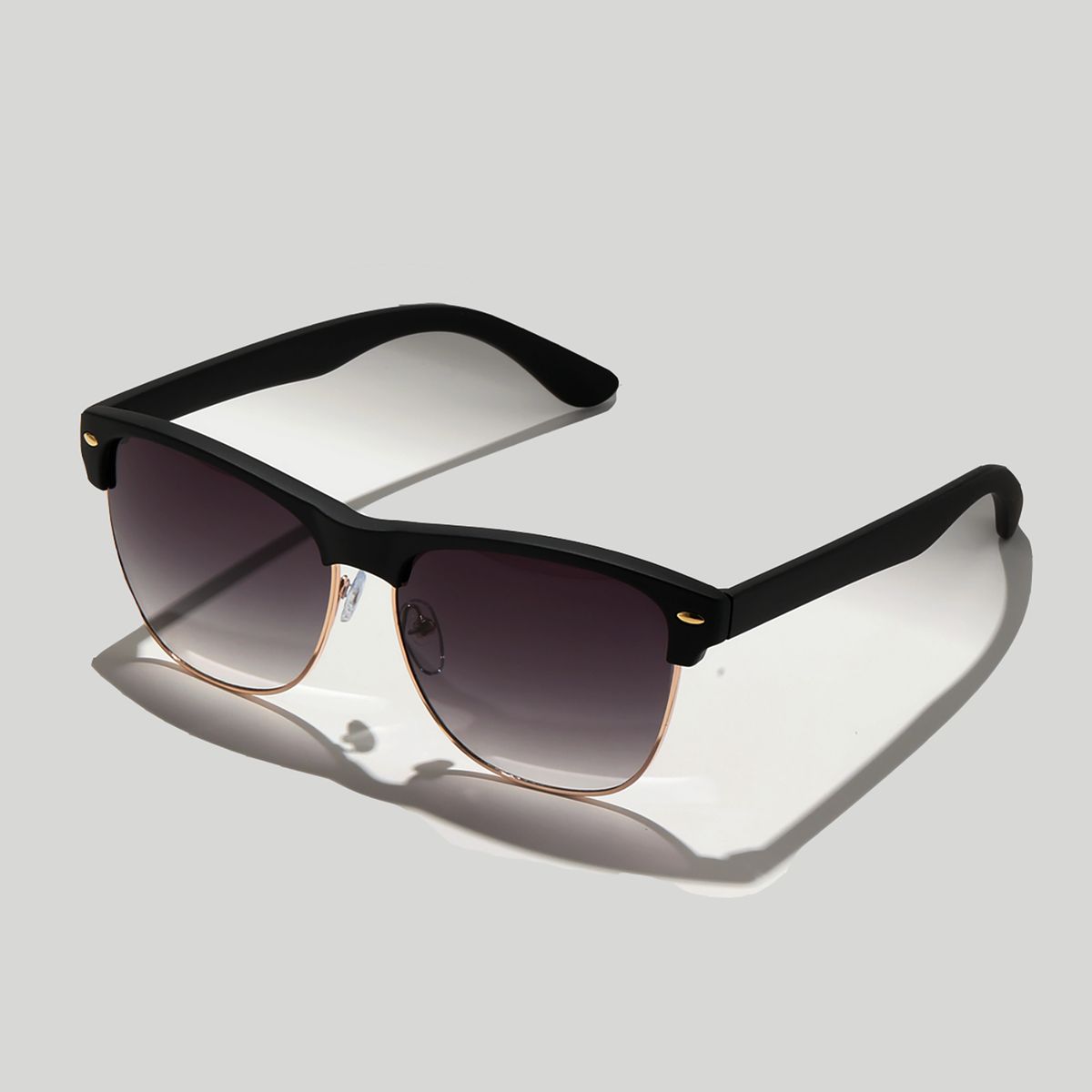 POLASUP - Polasup lentes Gafas de sol clásicas elegantes media montura de metal UV400 retro moda mujer hombre