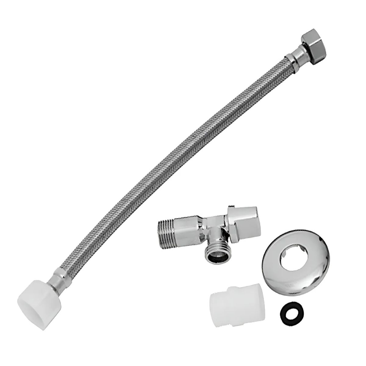 GENERICO - Kit Llave Paso Angular + Flexible De 30 Cms + Adaptador 7/8