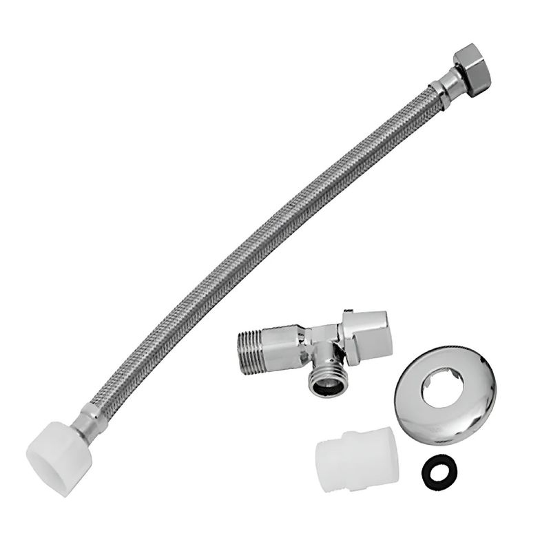 GENERICO - Kit Llave Paso Angular + Flexible De 30 Cms + Adaptador 7/8