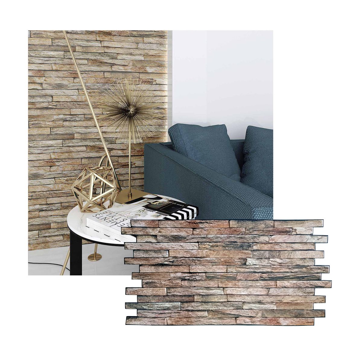 Wall Panel PVC Relieve 96.4 x 49 cm CANTERA PLANA 4.5m² (10 Paneles), marca MERCAR RAY - Foto Principal