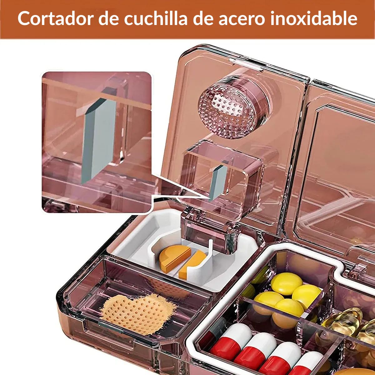 GENERICO - Pastillero Organizador Cortador Y Triturador De Pastillas
