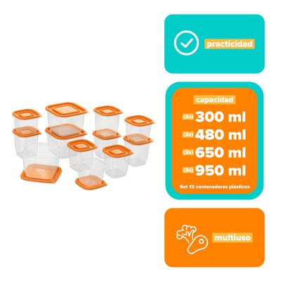 Imagen 2 del producto Set Contenedores de Plástico Herméticos 12 Un