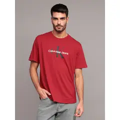 CALVIN KLEIN - Polera Monogram Hombre Rojo
