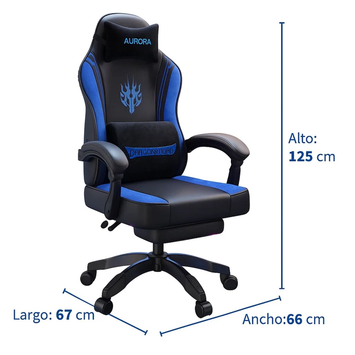 CRUSEC - Silla Gamer Con Soporte Lumbar Reclinable 135° Y Reposapies