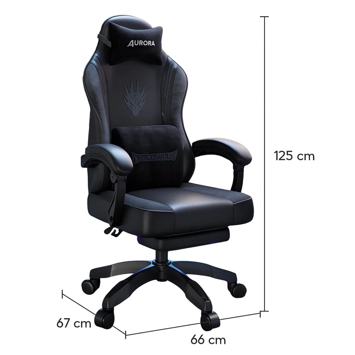 CRUSEC - Silla Gamer Con Soporte Lumbar Reclinable 135° Y Reposapies