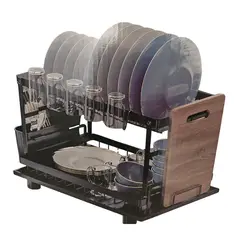GENERICO - Escurridor Platos 2 Niveles 44cm Duradero con Cubiertero y Vasos