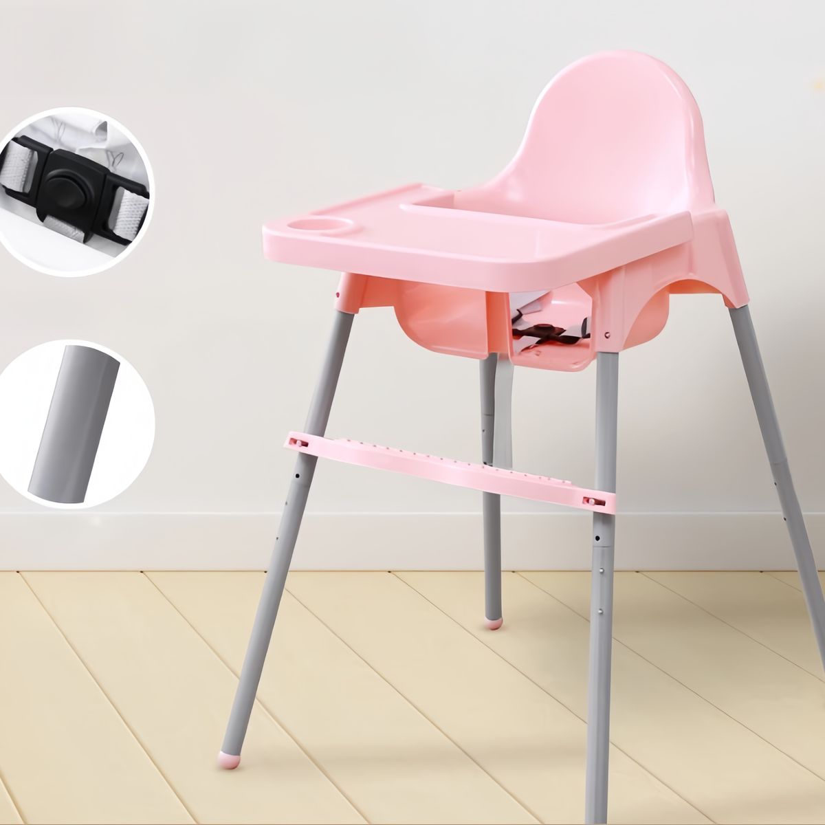 OASIS - Silla De Comer Bebé 2 En 1 Modelo Básico Barato Rosada