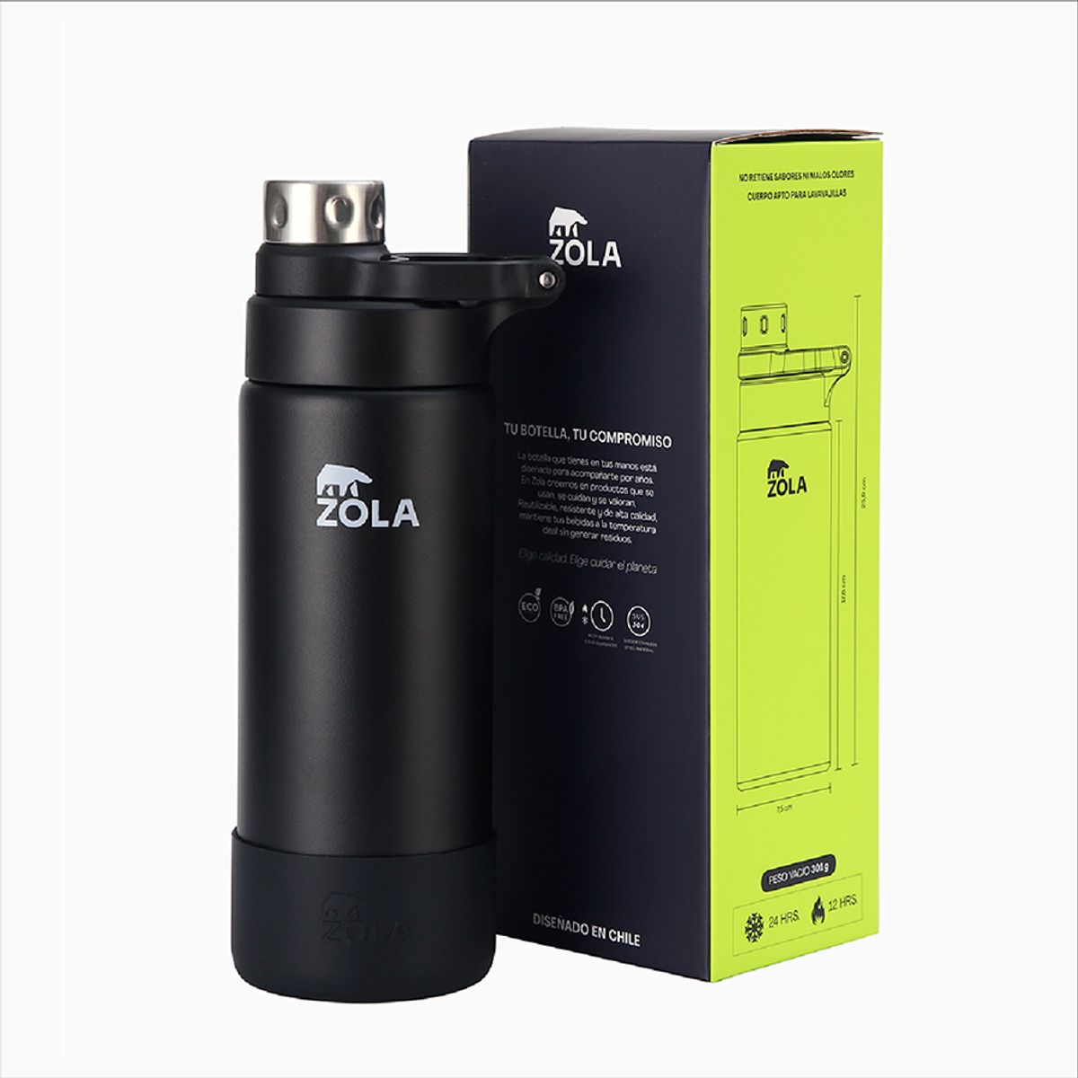 ZOLA OUTDOORS - Botella Térmica 600 ML ZOLA OUTDOORS NEGRA