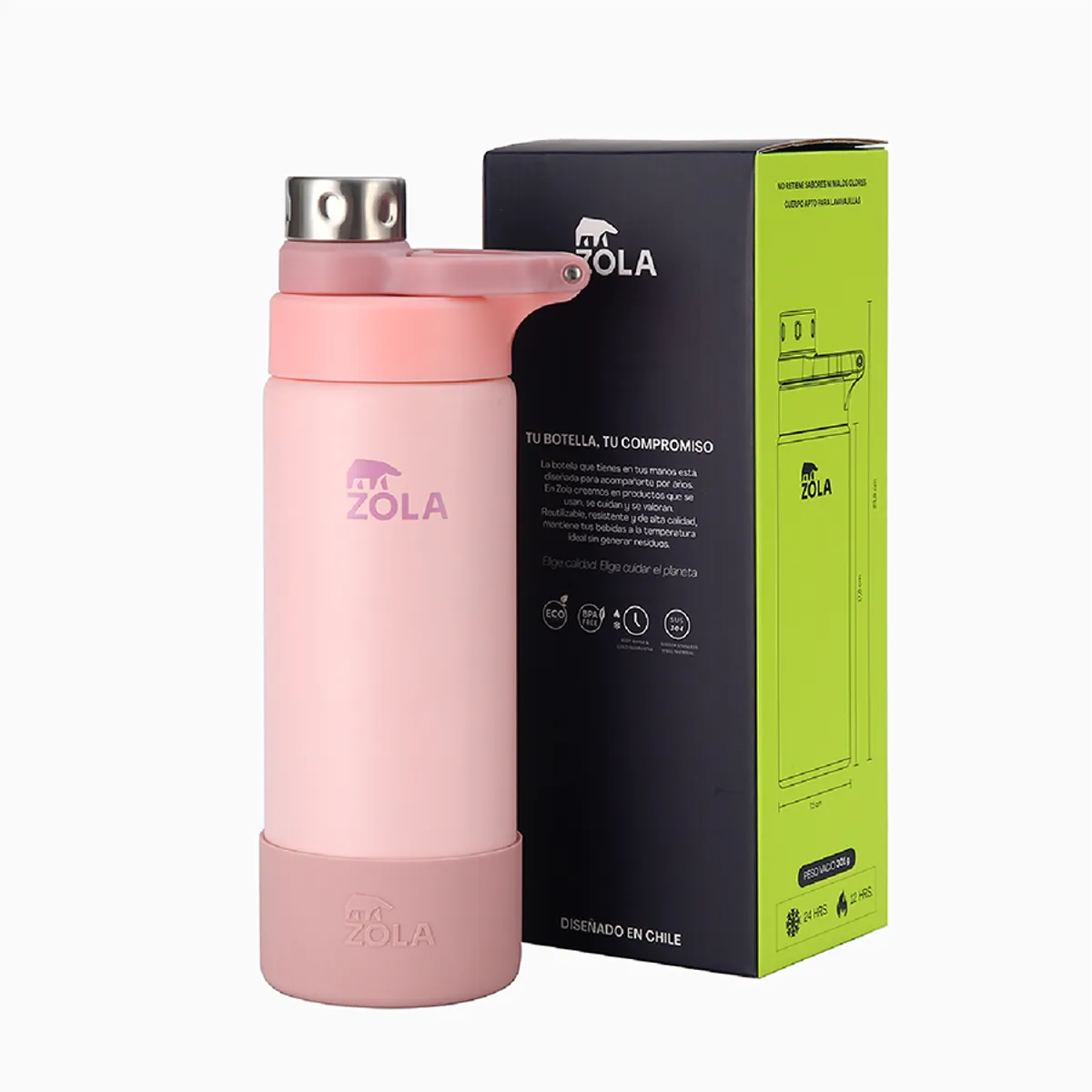 ZOLA OUTDOORS - Botella Térmica 600 ML ZOLA OUTDOORS ROSADA