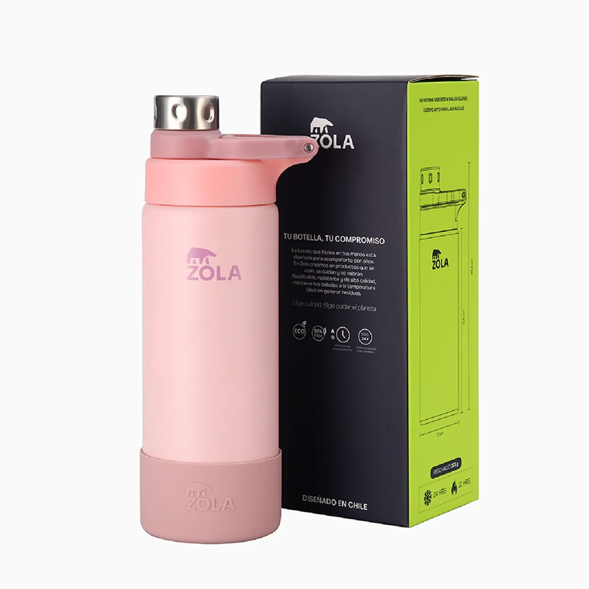 ZOLA OUTDOORS - Botella Térmica 600 ML ZOLA OUTDOORS ROSADA