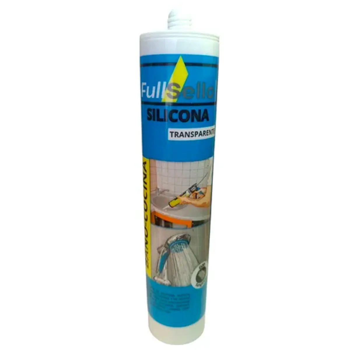 FULLSELLO - Silicona Acetica Tubo Baño Cocina Fullsello Color Transparente Con Fungicida