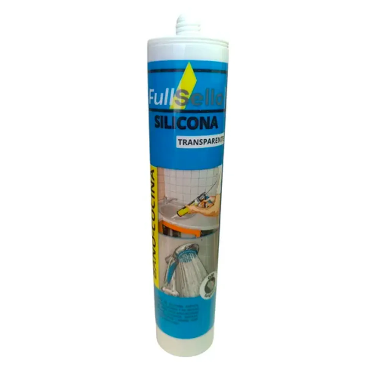 FULLSELLO - Silicona Acetica Tubo Baño Cocina Fullsello Color Transparente Con Fungicida