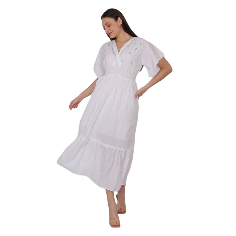 AAYO MODA - Vestido Largo Blanco Estilo Hindú  Hecho en India Varios Diseños