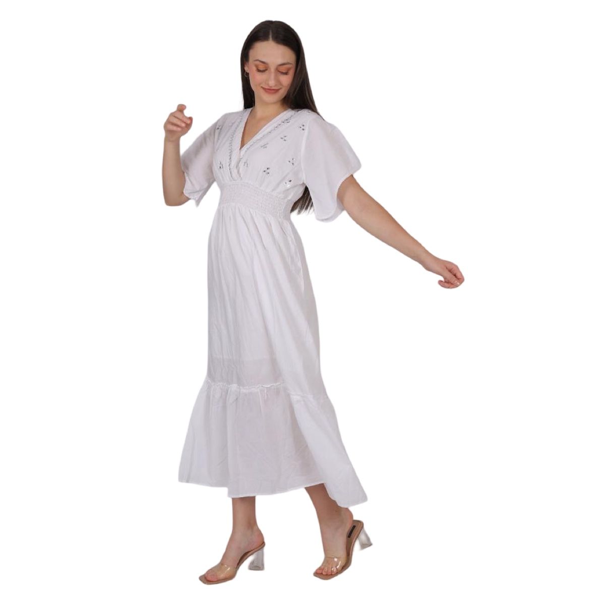 AAYO MODA - Vestido Largo Blanco Estilo Hindú  Hecho en India Varios Diseños