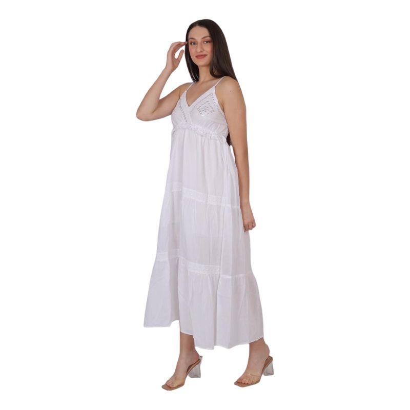AAYO MODA - Vestido Largo Blanco Estilo Hindú  Hecho en India Varios Diseños