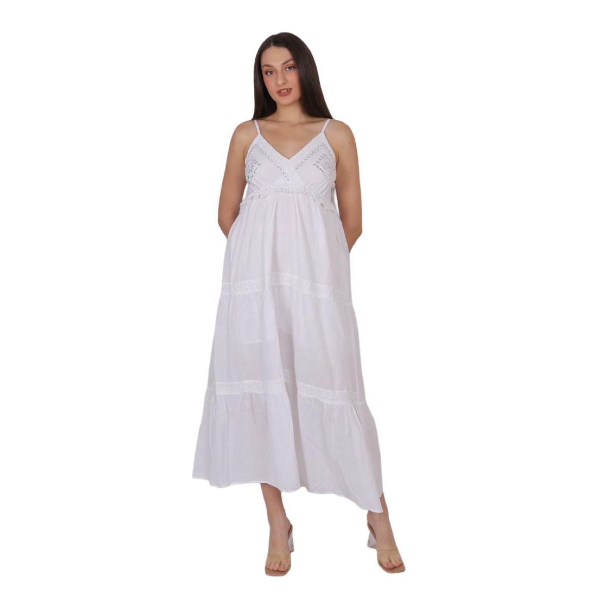 AAYO MODA - Vestido Largo Blanco Estilo Hindú  Hecho en India Varios Diseños