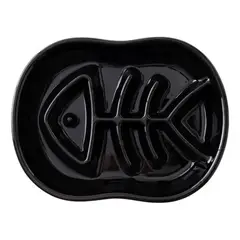 SUKEA - Plato Cerámica Come Lento Mascotas Anti Ahogo Negro