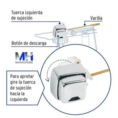 Imagen 2 del producto Boton Estanque Lateral Cuadrado Varilla Bronce Aquakit