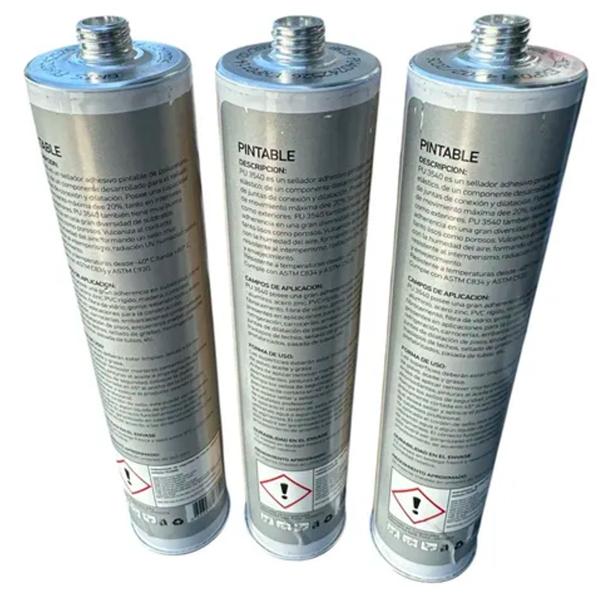 GENERICO - Pack 3 Sellador y Adhesivo Poliuretano GRIS PU 3540 Pintable ITALSIL