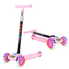 GENERICO - Scooter monopatín plegable altura ajustable luces niños rosada