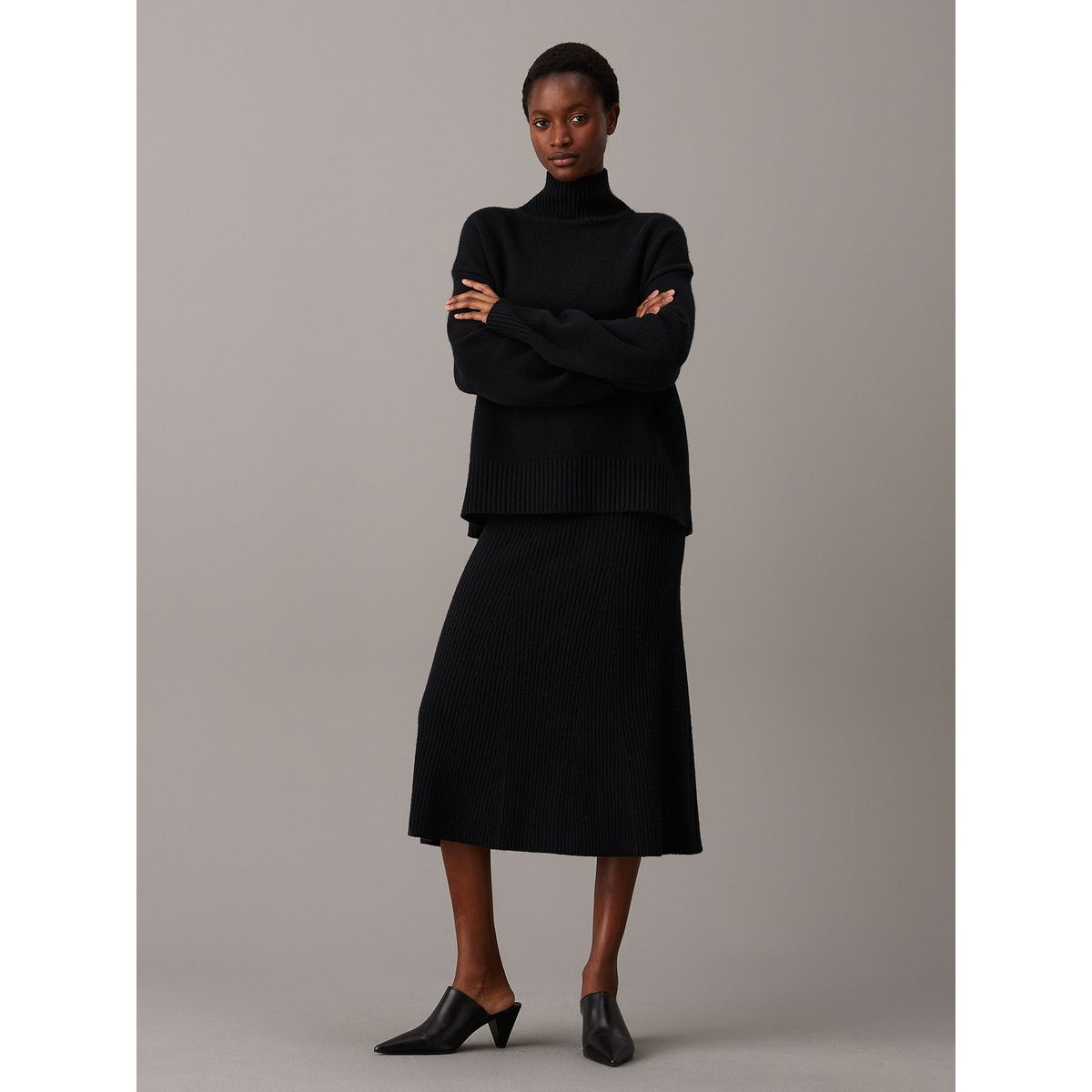 CALVIN KLEIN - Faldas Recycled Wool Negro Calvin Klein