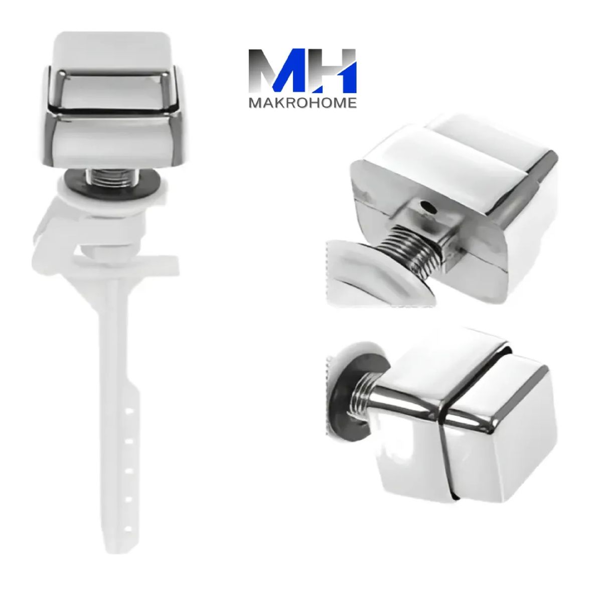 GENERICO - Boton Lateral De Estanque Cuadrado Wc Cromado Plastico