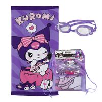 Set de toalla 70x140 cms + Lentes de agua Kuromi Mora