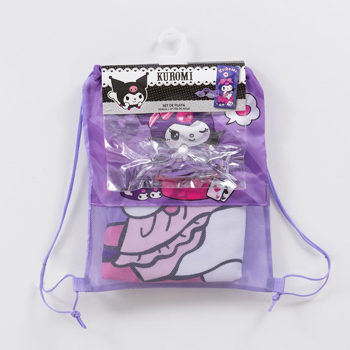 MASHINI - Set de toalla 70x140 cms + Lentes de agua Kuromi Mora