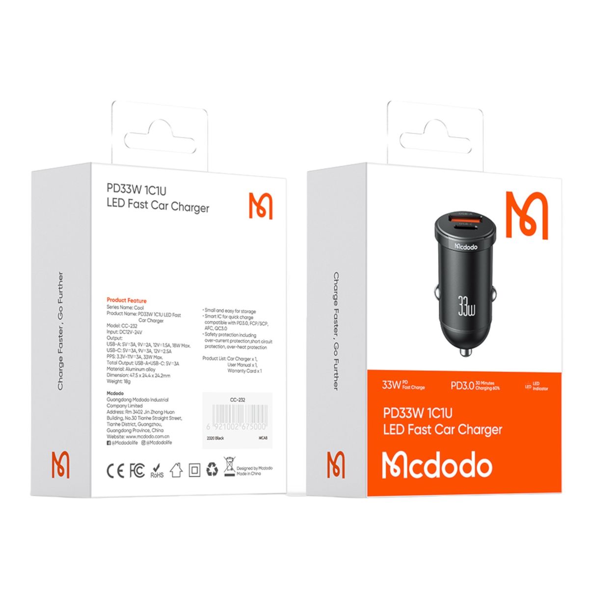 MCDODO - Cargador 1 Usb 1 Tipo-C Carga Rapida 3.0