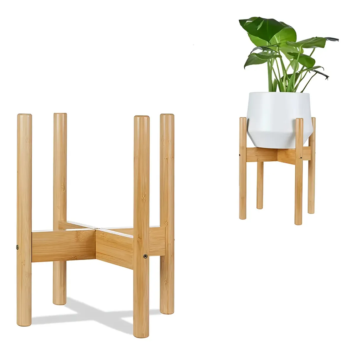 GENERICO - Soporte madera para Macetero plantas Suelo Alto color claro