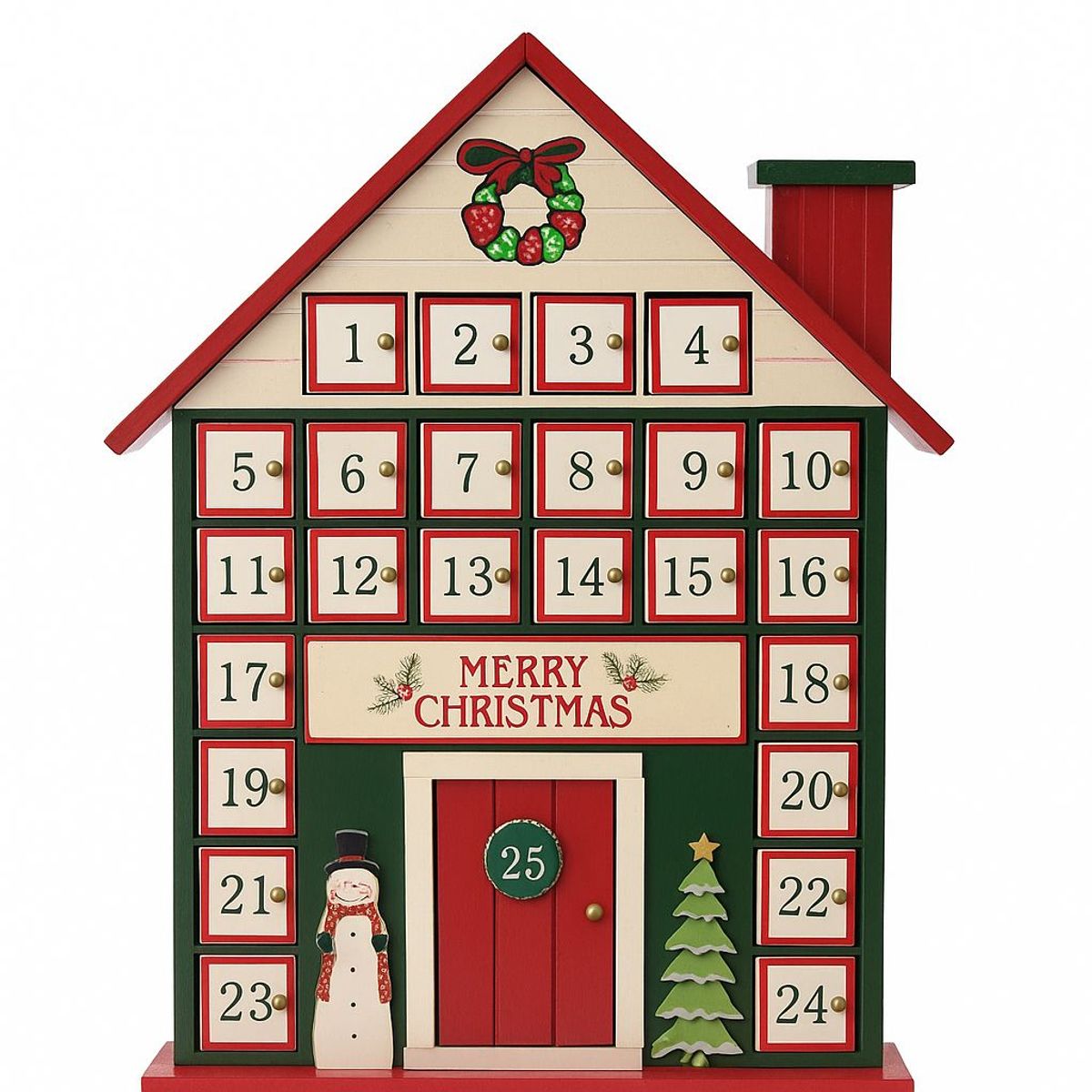 WAKESHOME - Casa Calendario De Adviento De Madera Decoración De Navidad